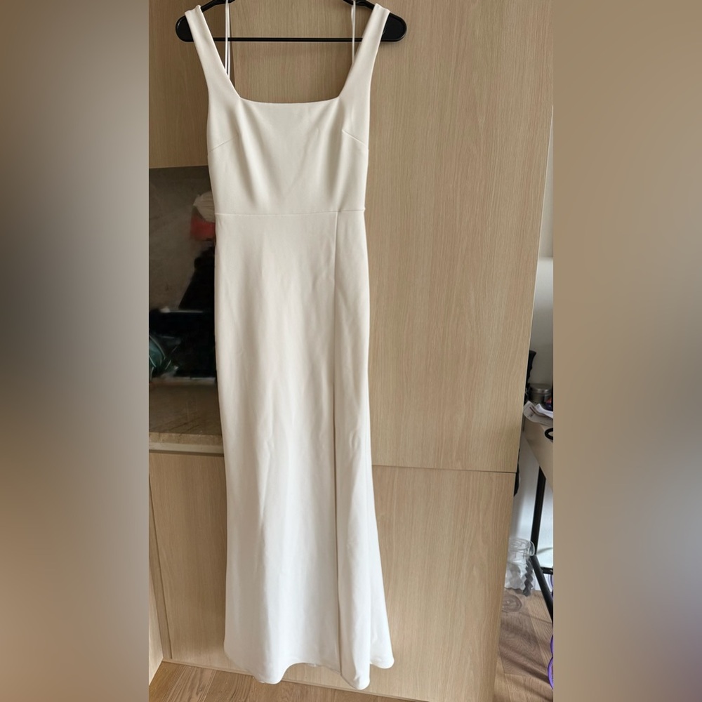 Anthropology BHLDN Blake Square-Neck White Maxi Dress with High Side Slit - Picture 5 of 7